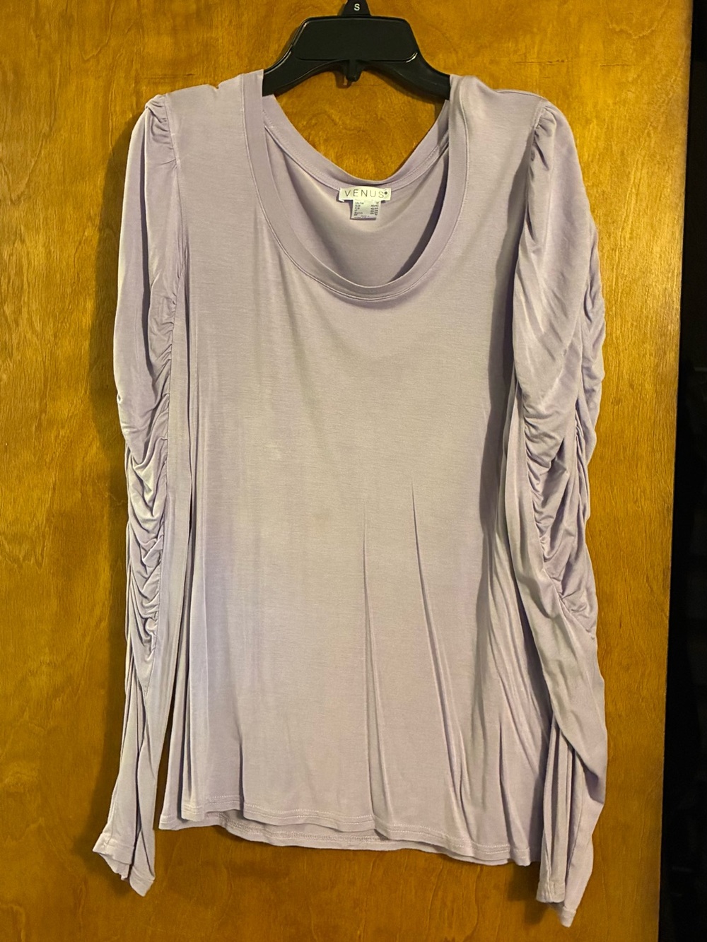 VENUS Light Lavender Long-Sleeve Ruched-Sleeve Top